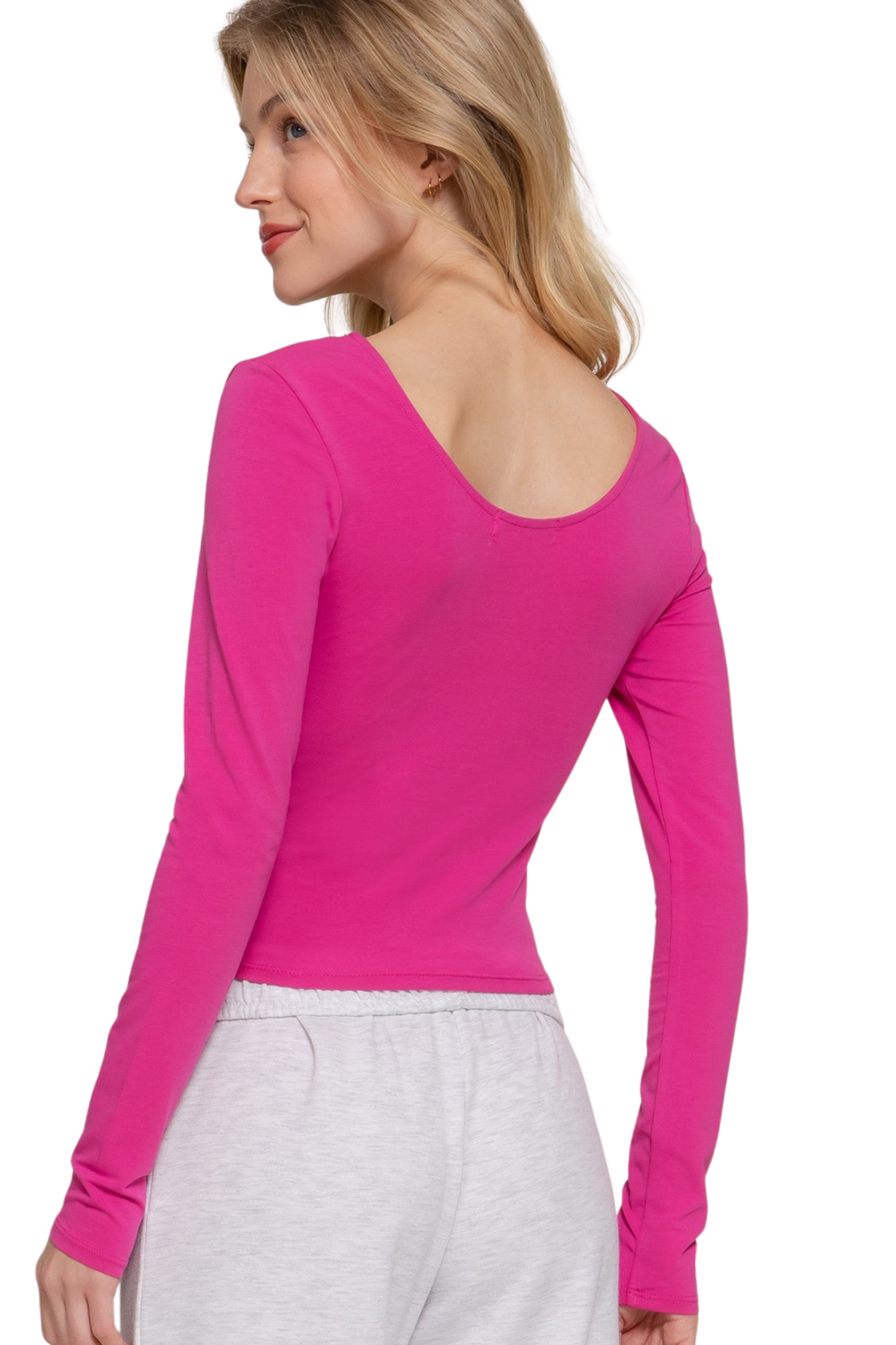 Long Sleeve Corset Inspired Square Neck Top