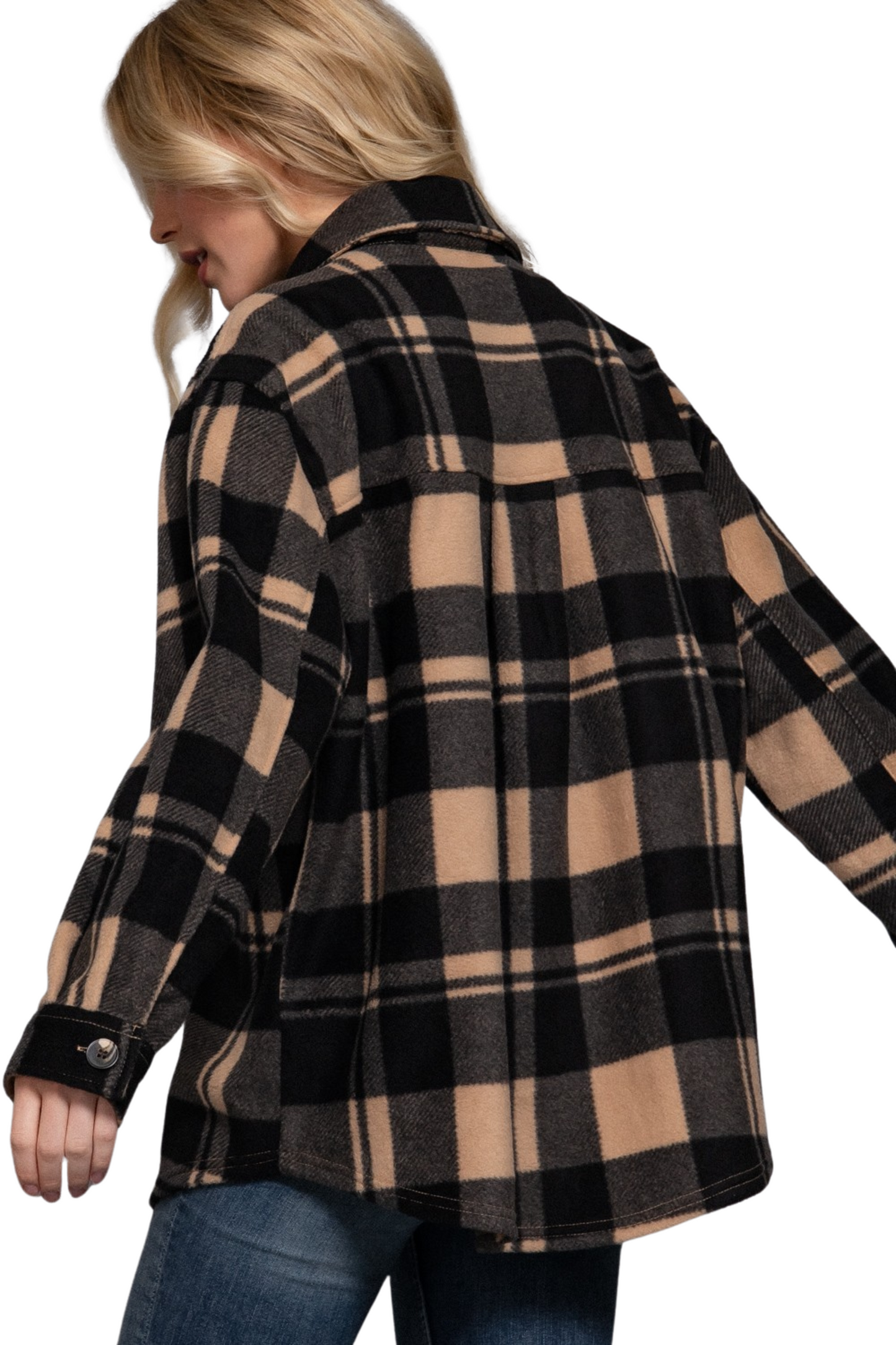 Relaxed Plaid Fleece Shacket