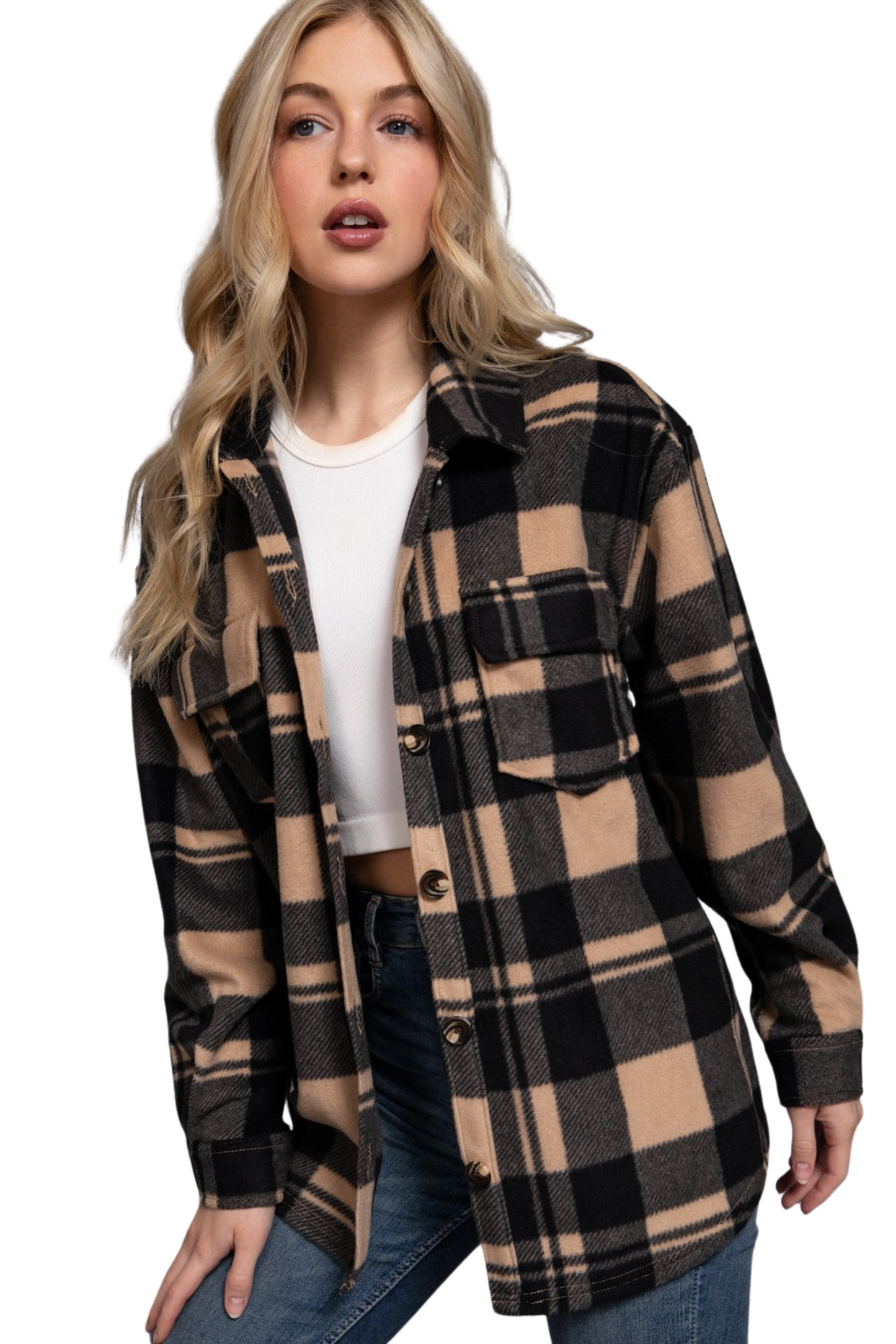 Relaxed Plaid Fleece Shacket