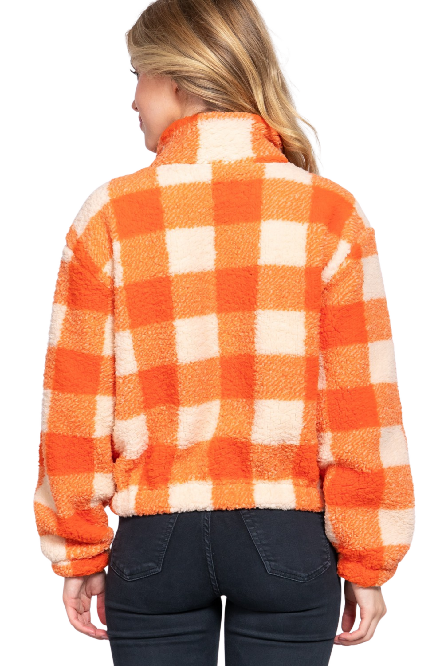 Buffalo Plaid Zip Up Sherpa Jacket