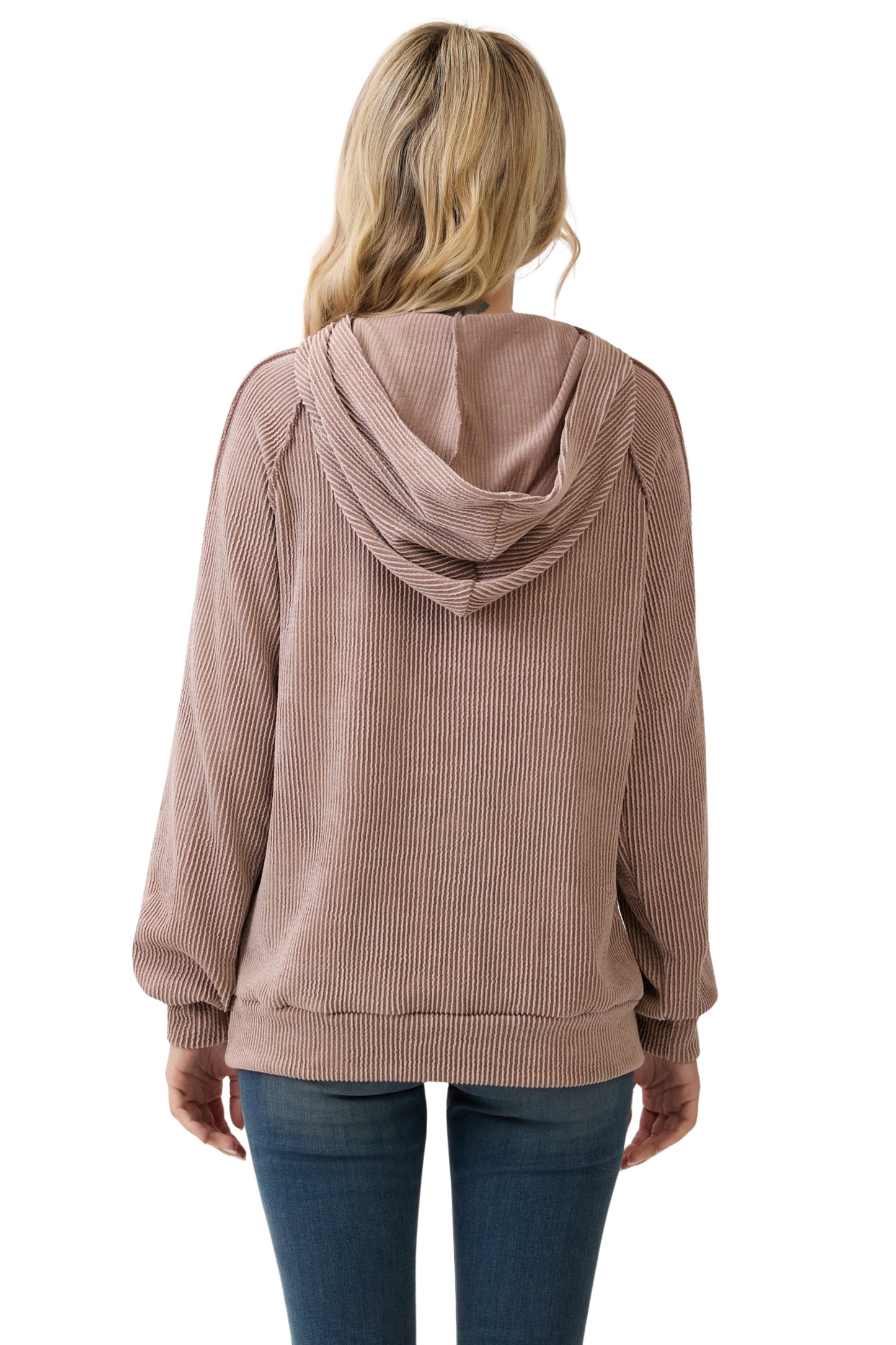 Rib Knit Color Block Hoodie