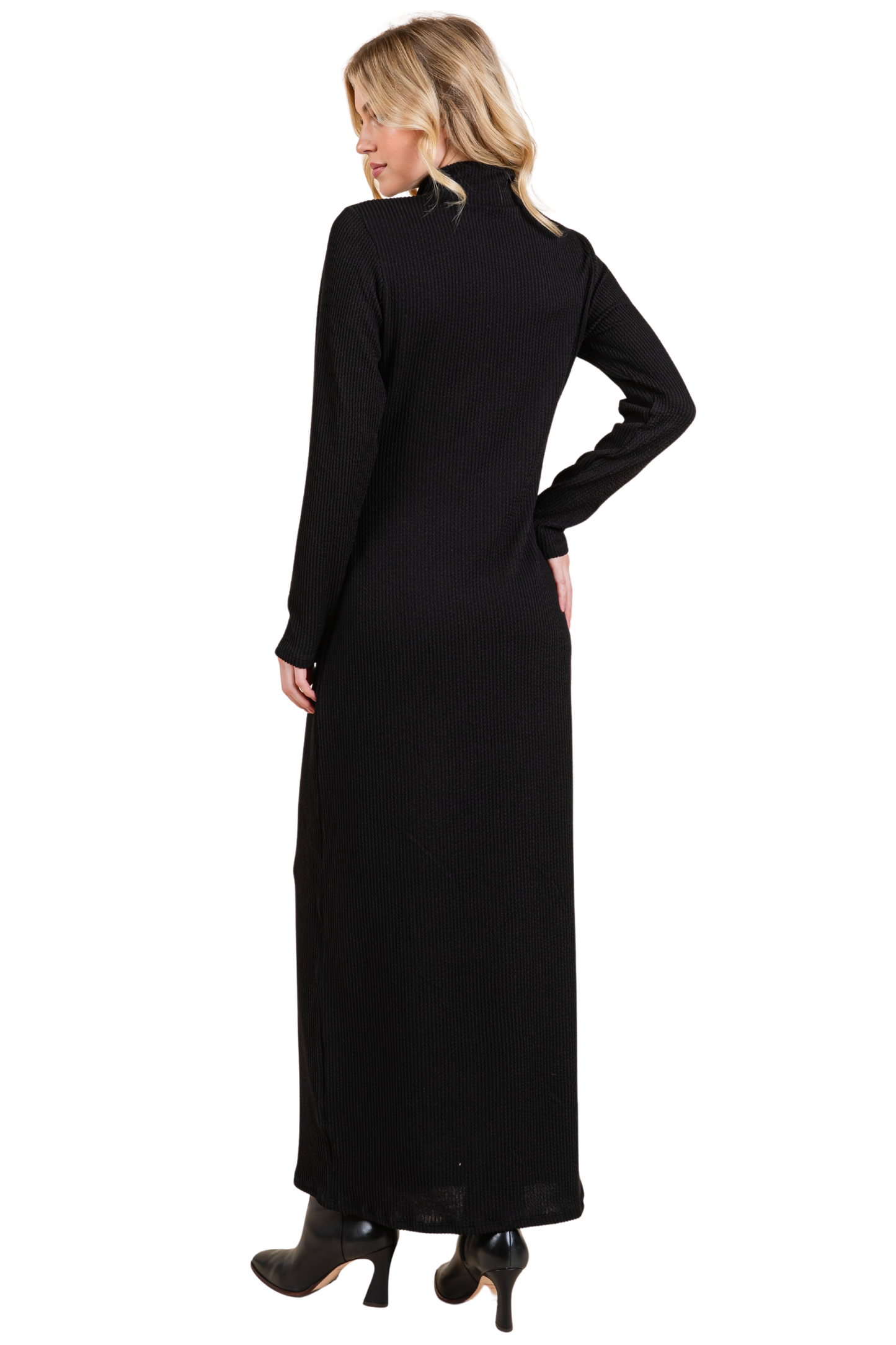 Ribbed Half-zip Maxi Dress