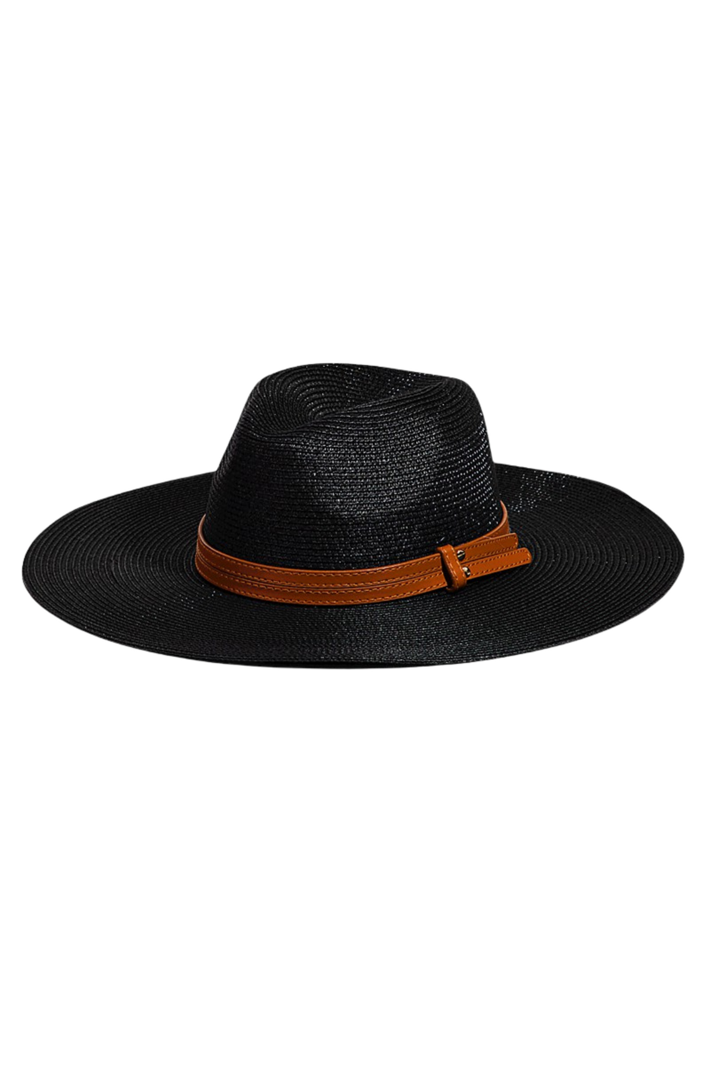 Straw Faux Leather Belt Strap Floppy Hat