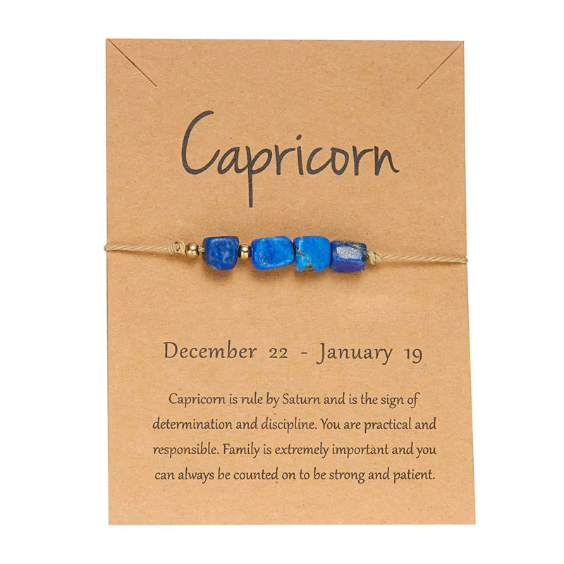 Zodiac Color Beaded Adjustable Tie Bracelet