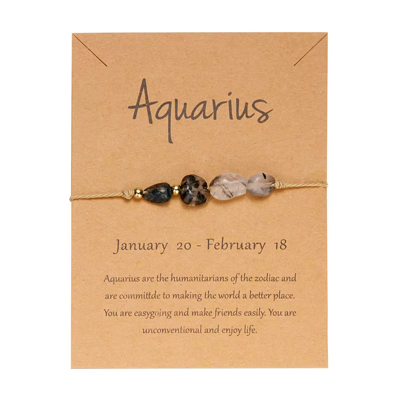 Zodiac Color Beaded Adjustable Tie Bracelet