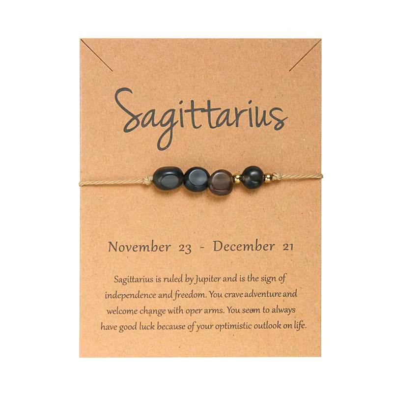 Zodiac Color Beaded Adjustable Tie Bracelet