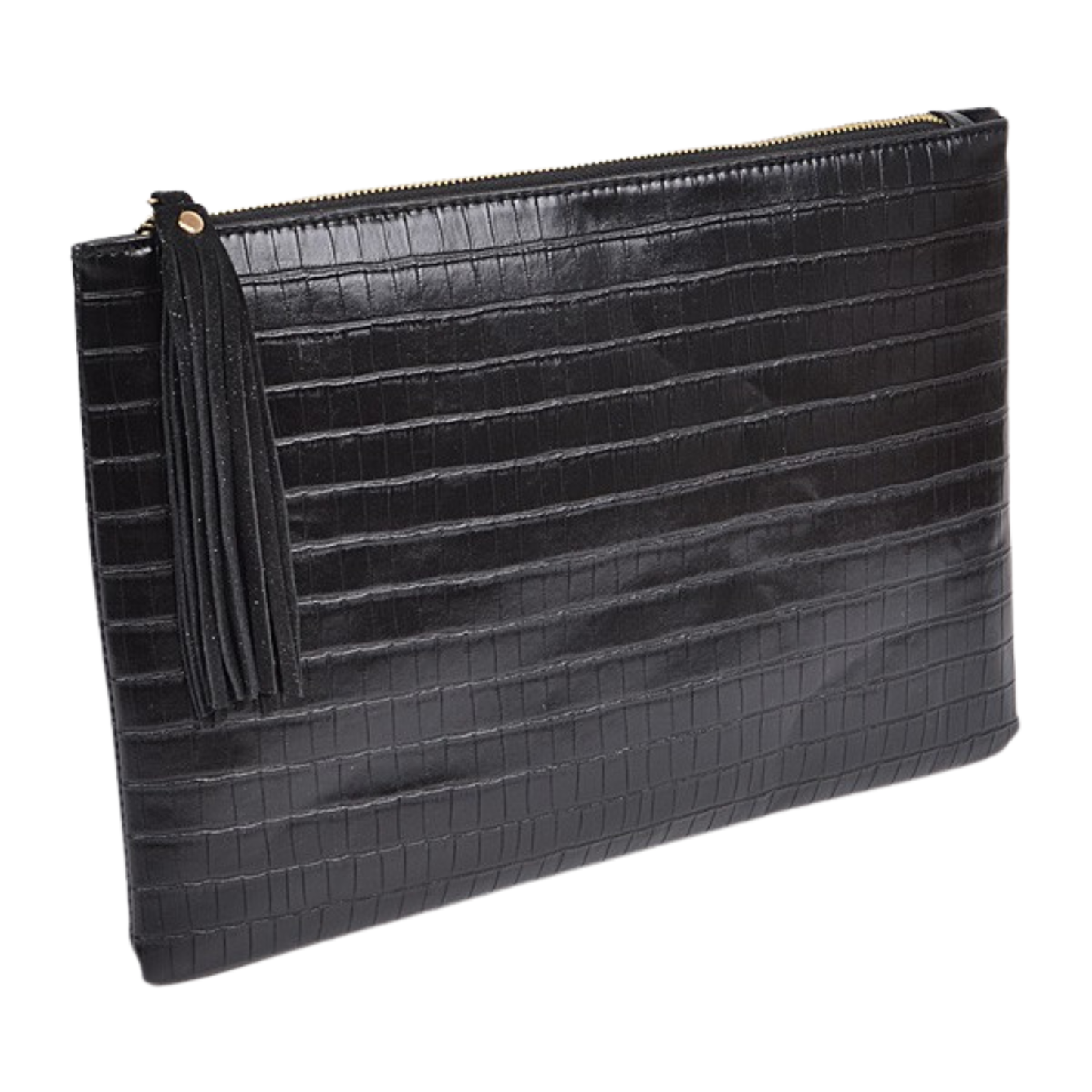 Shiny Faux Croc Envelope Clutch