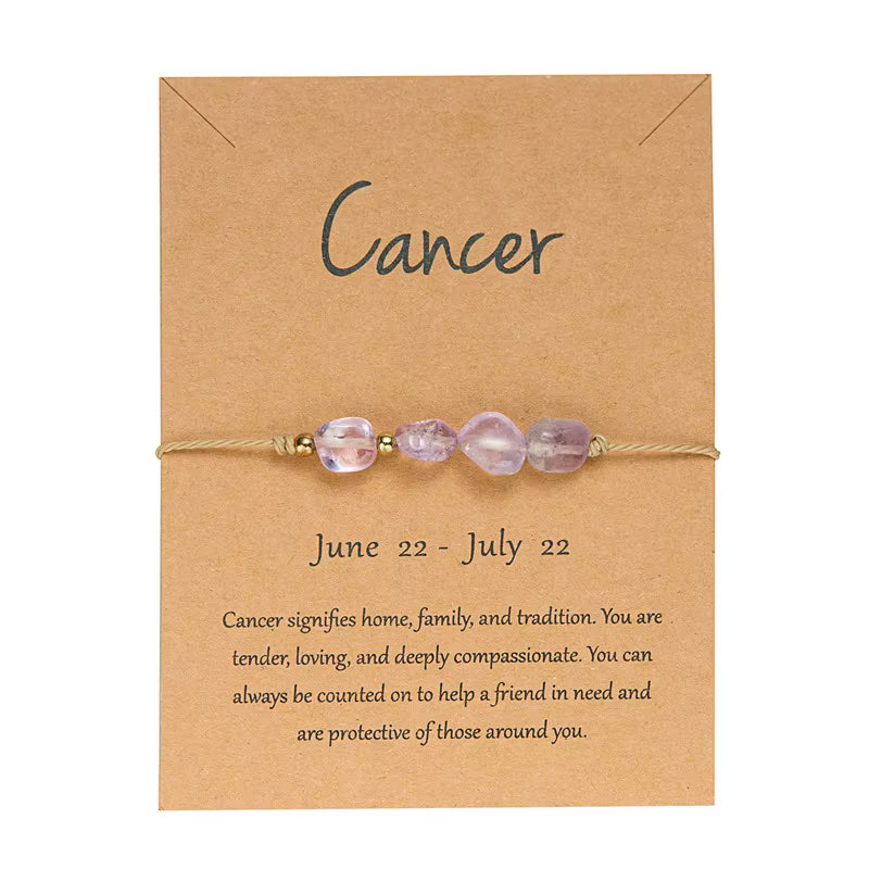 Zodiac Color Beaded Adjustable Tie Bracelet