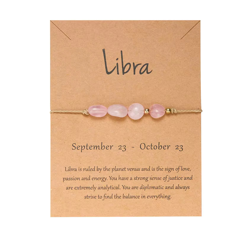 Zodiac Color Beaded Adjustable Tie Bracelet
