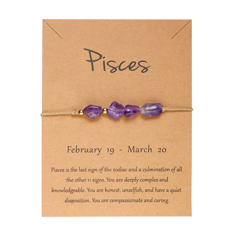 Zodiac Color Beaded Adjustable Tie Bracelet