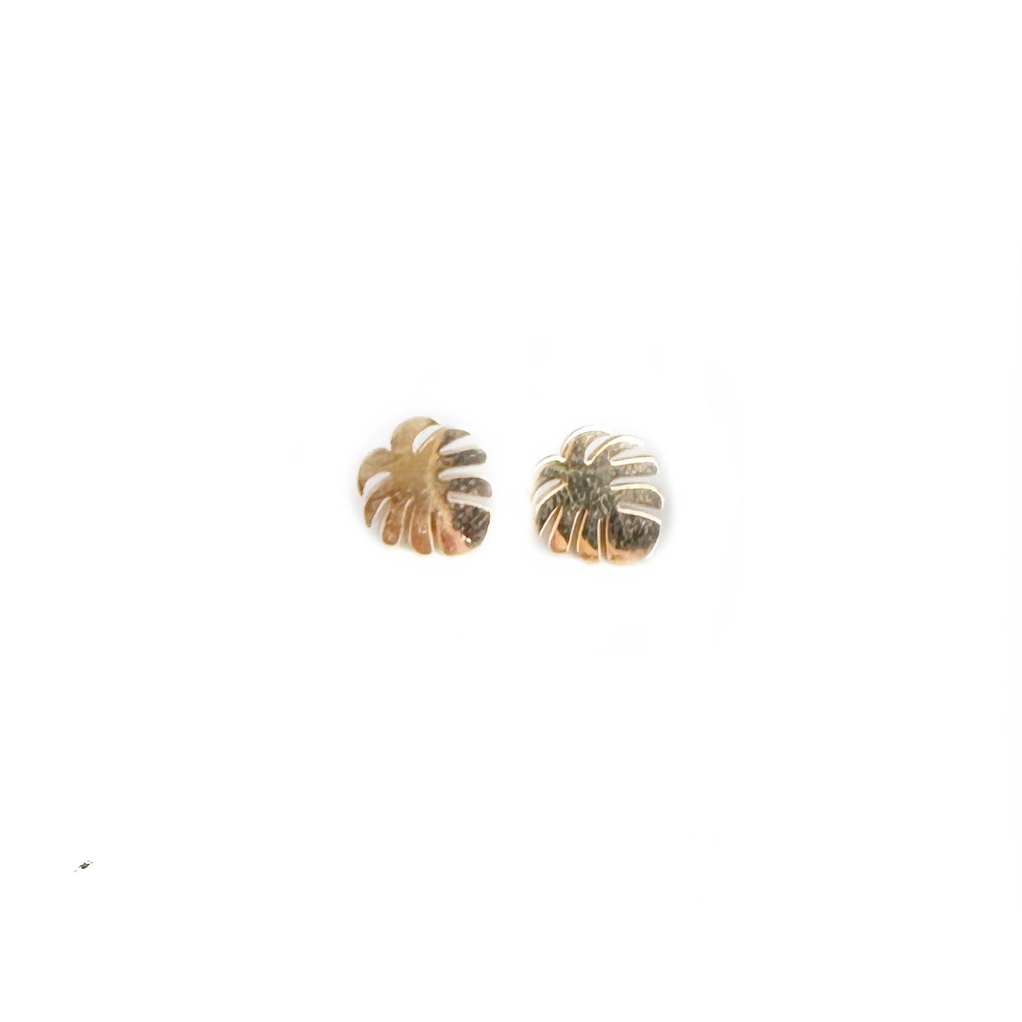 Stainless Steel Monstera Stud Earrings