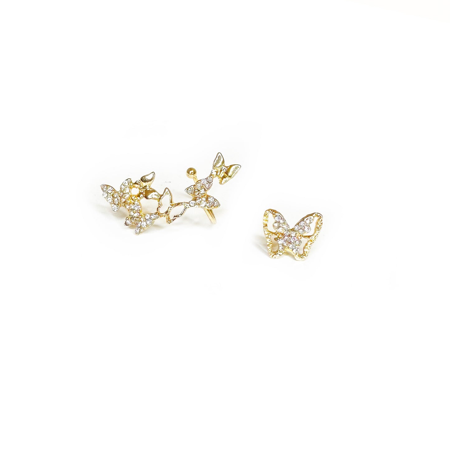 Butterfly Stud and Crawler Earrings