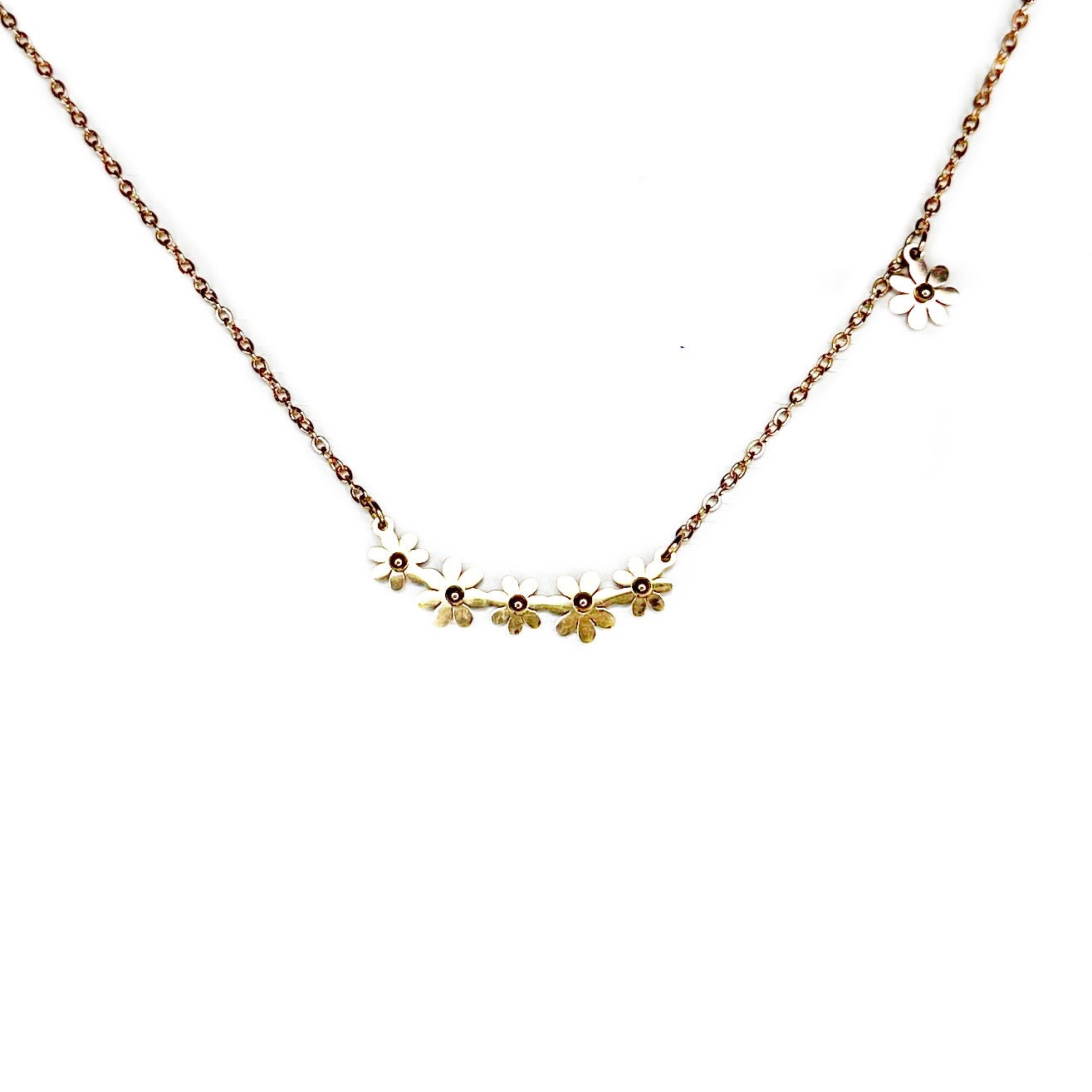 Bar of Daisy Stainless Steel Necklace