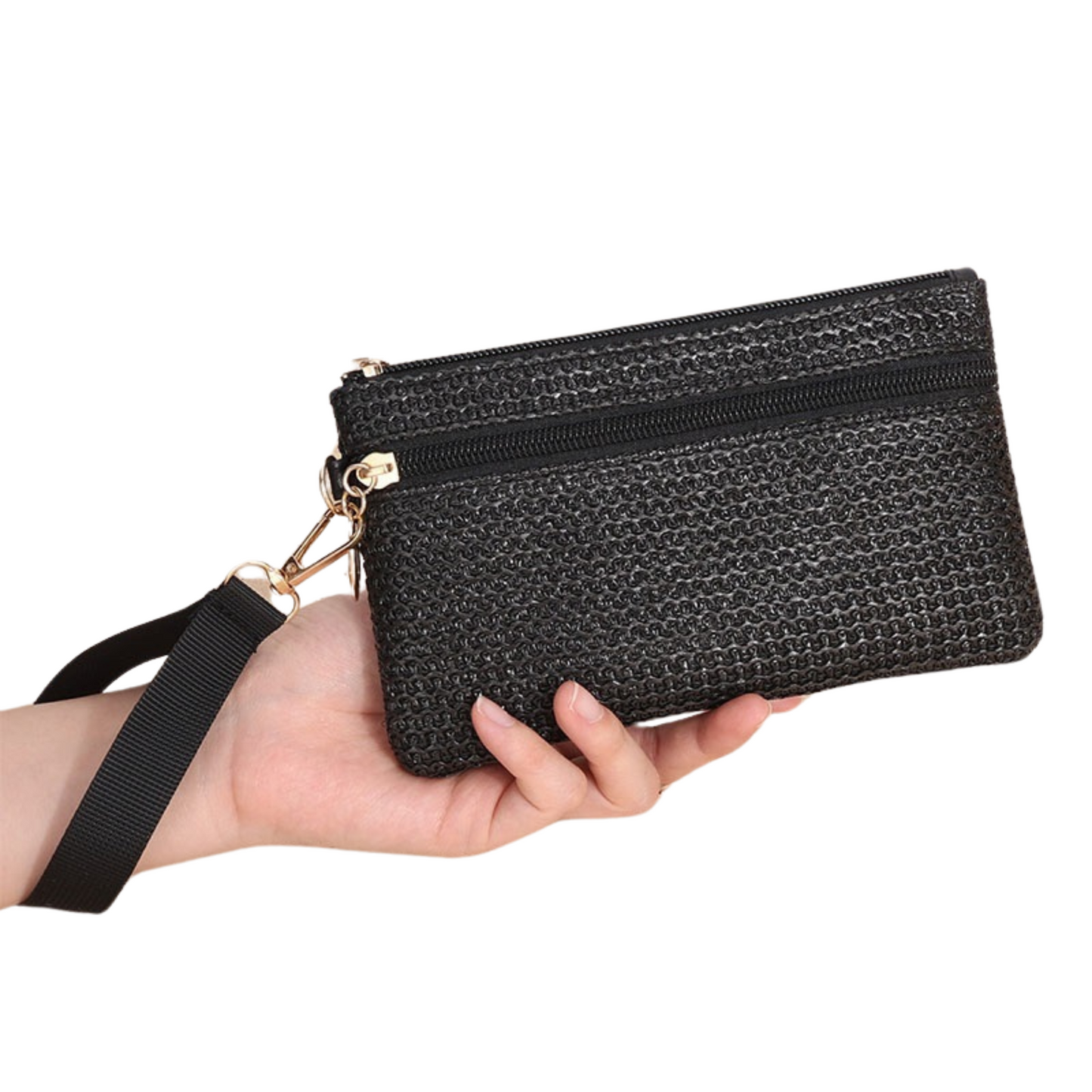 Boho Woven Straw Wristlet