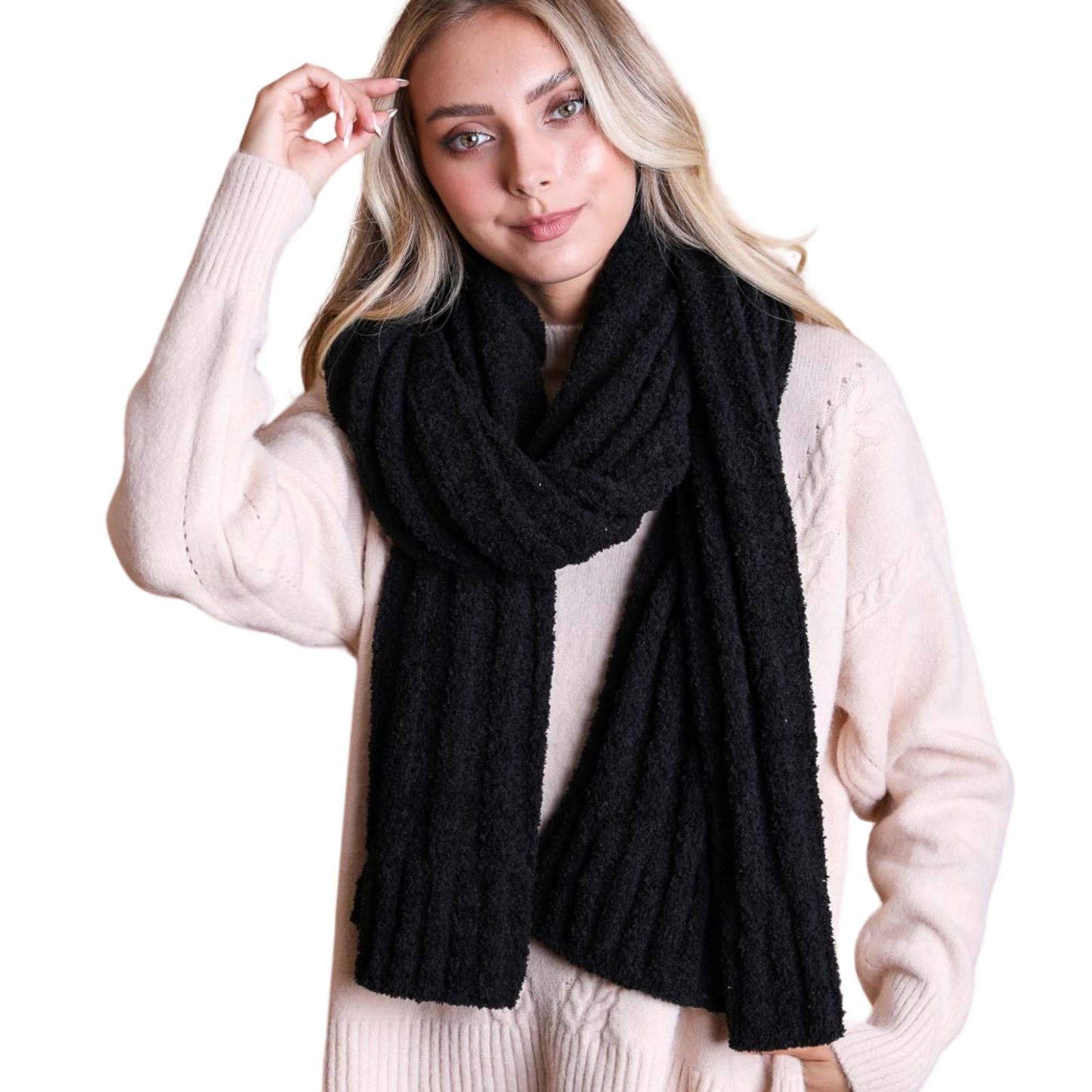 Ultra Soft Boucle Vertical Knit Scarf