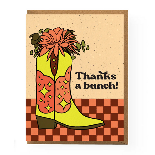 "Thanks a Bunch" Floral Bouquet & Cowboy Boot Card