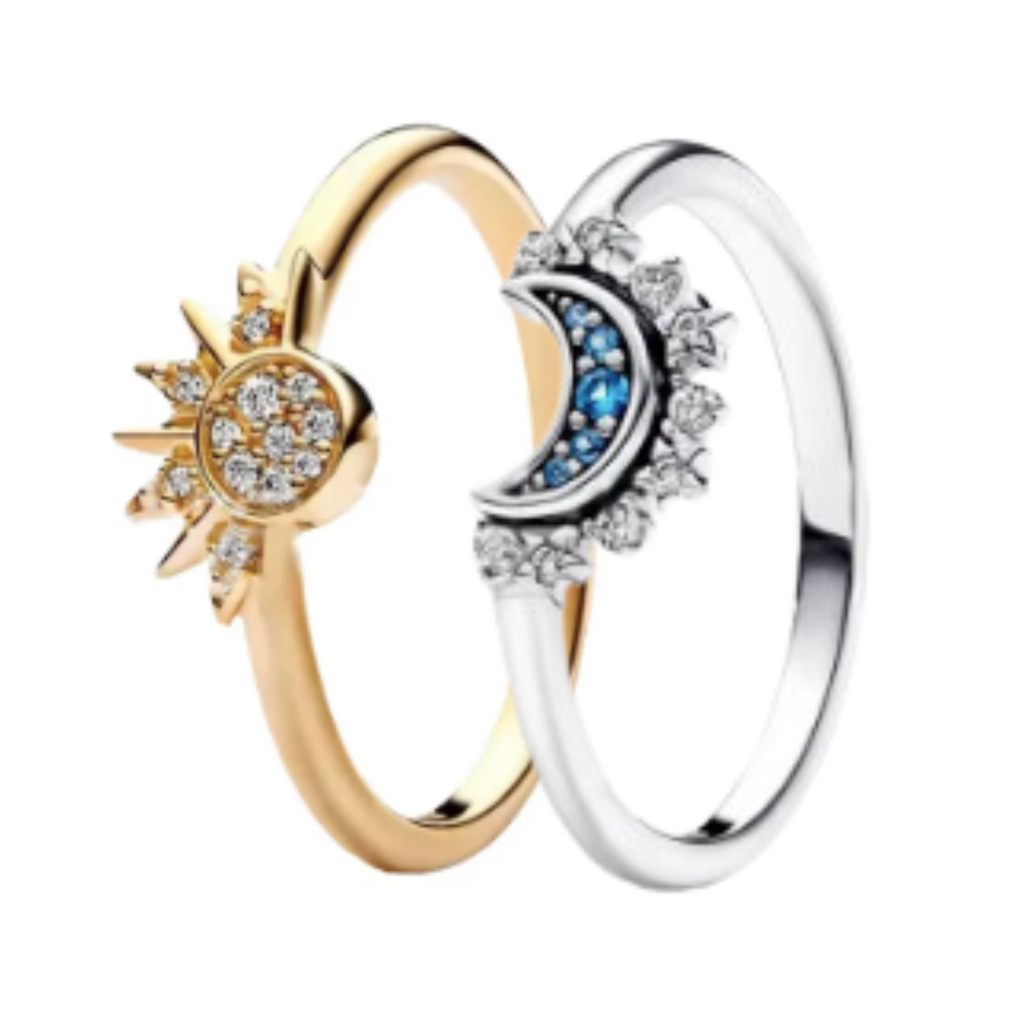 Besties Sun & Moon Adjustable Stainless Steel Ring Set