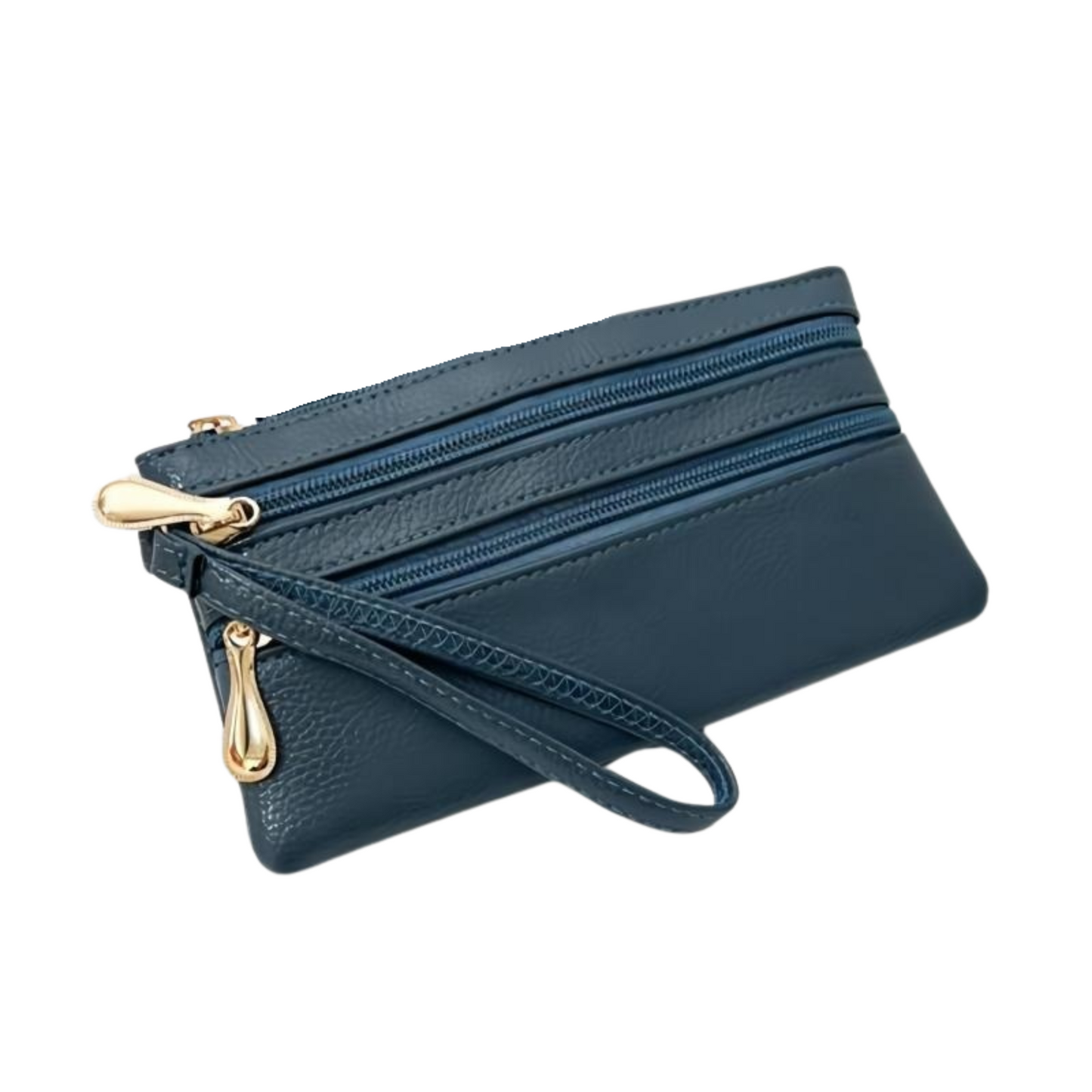 Vegan Leather Triple Zip Wristlet/Wallet