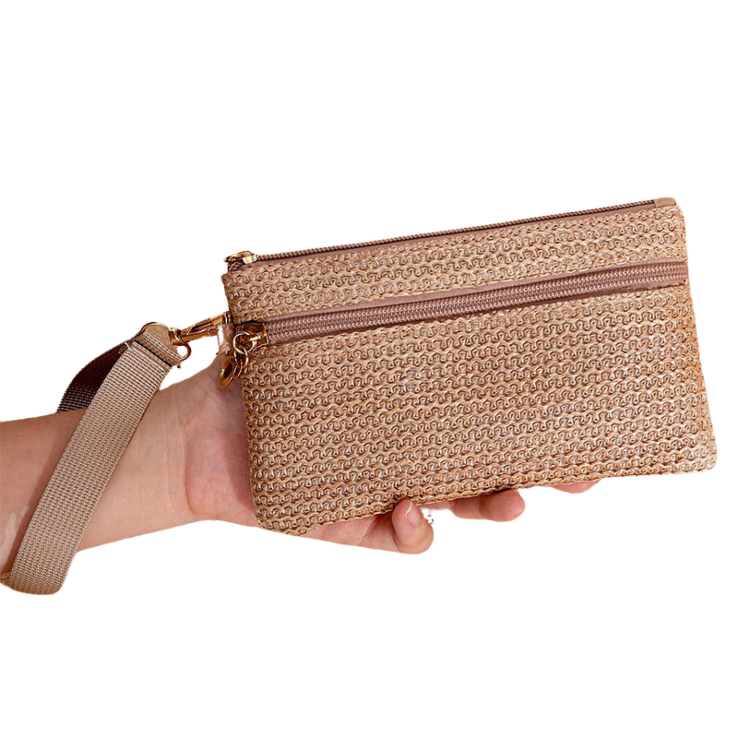 Boho Woven Straw Wristlet