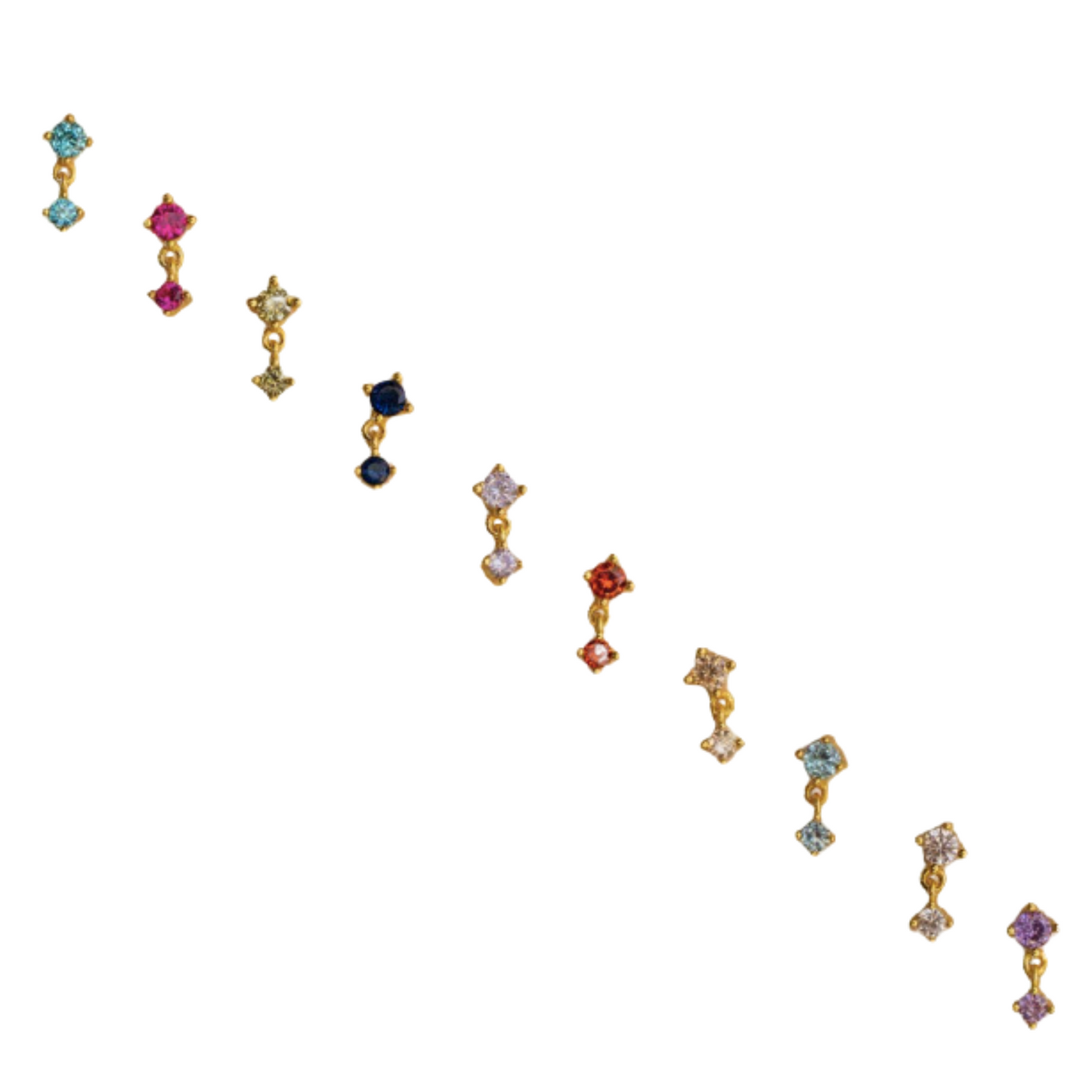 Stainless Steel Gemstone Stud with Dangle