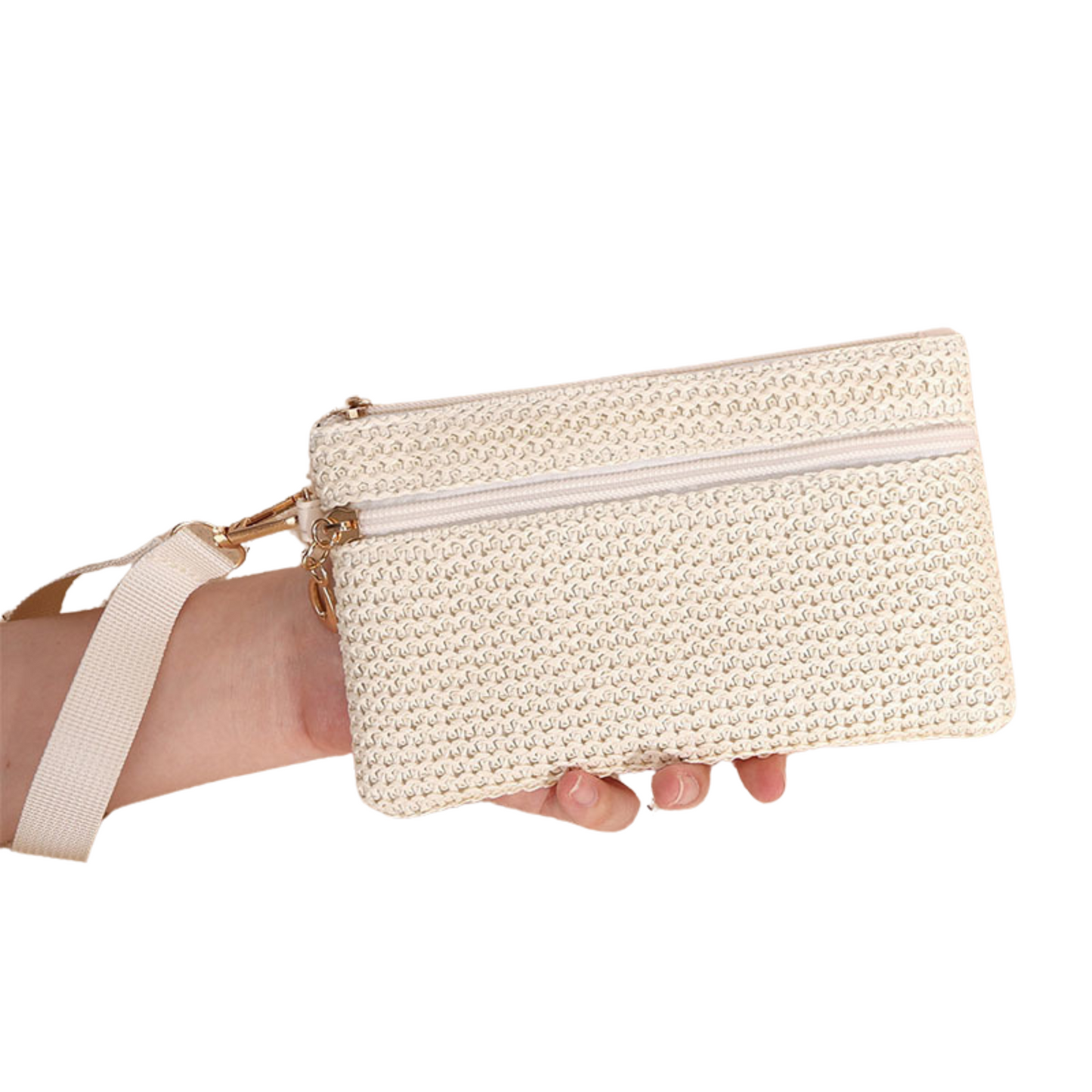 Boho Woven Straw Wristlet