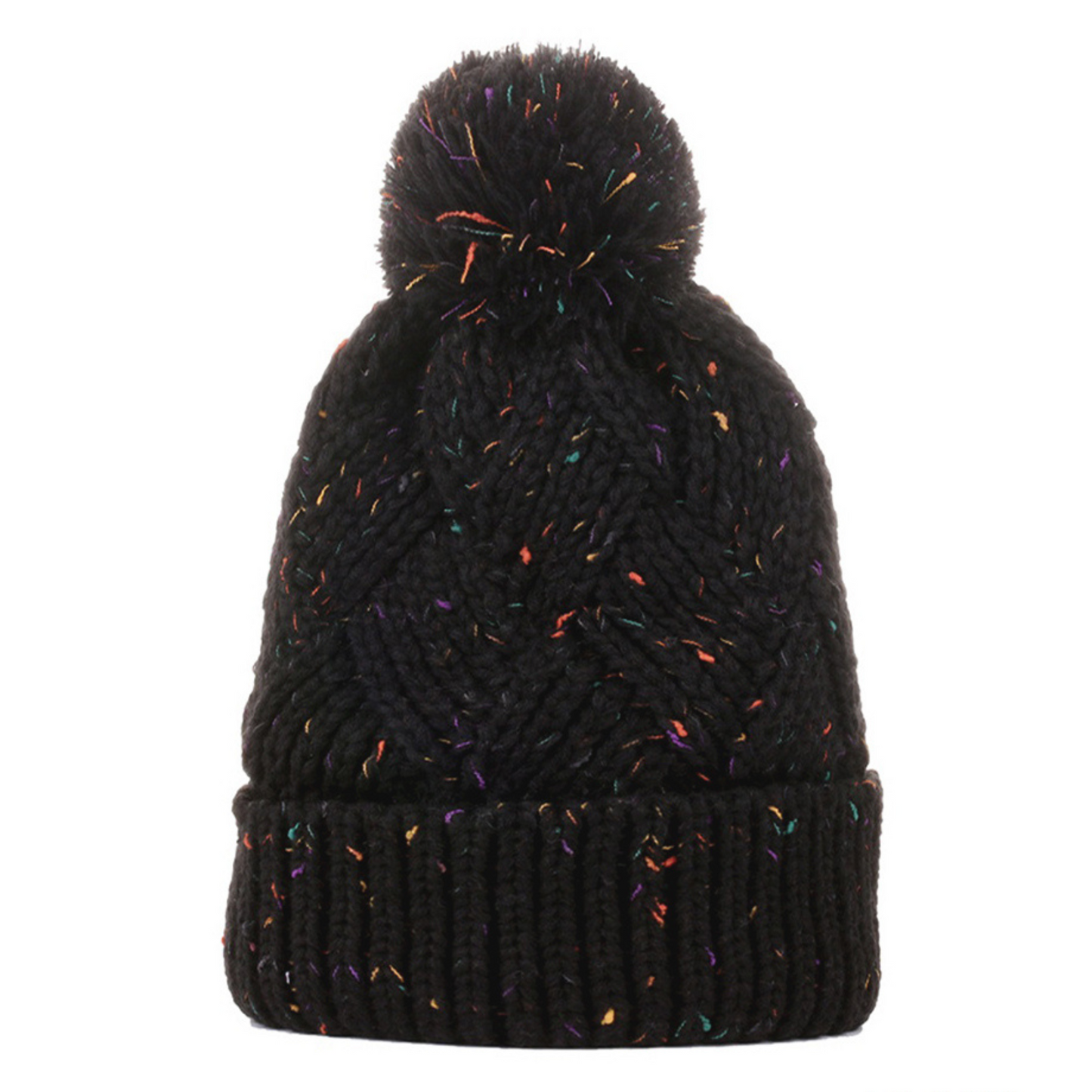 Rainbow Speckle Pom Pom Beanie