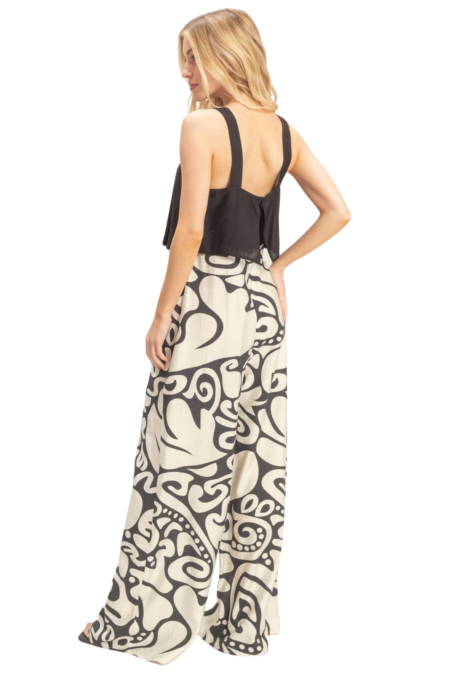 Square Neck Tank Printed Jumpsuit