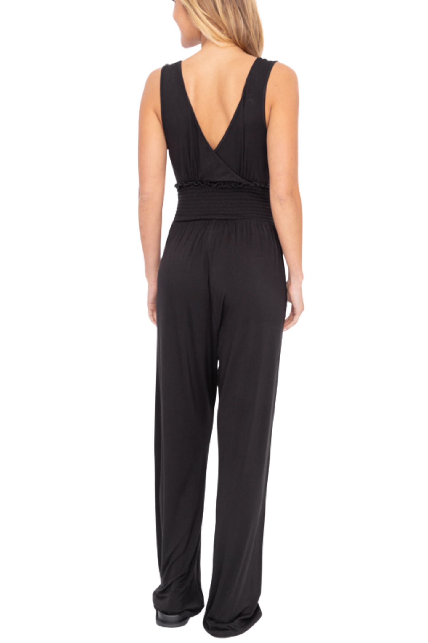 Smocked Bodice Wide Leg Jumpsuit