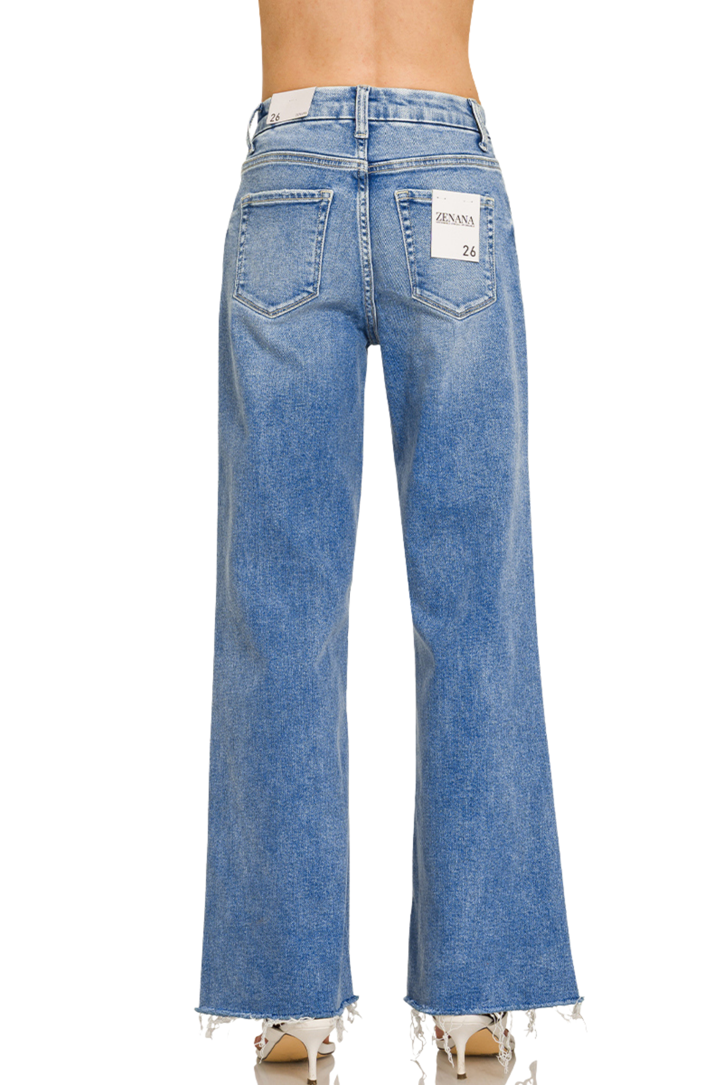 High Waisted Raw Edge Flare Jeans