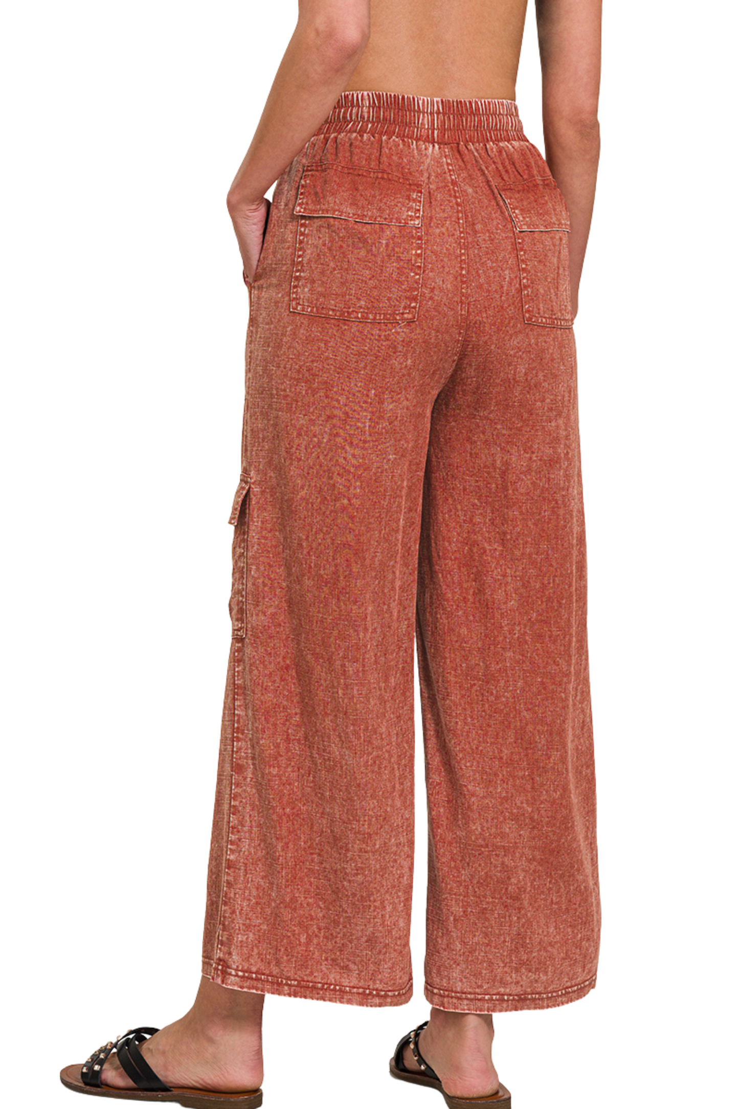 Linen Mix Relaxed Leg Cargo Pants