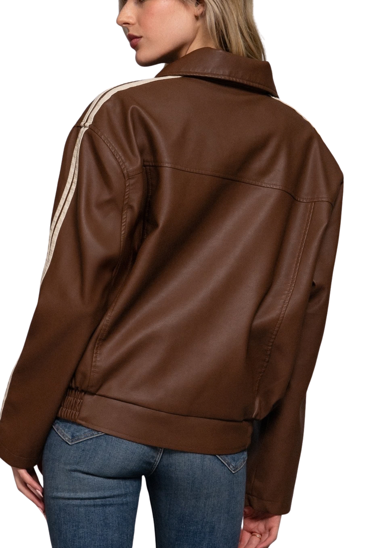 Sporty Faux Leather Moto Jacket