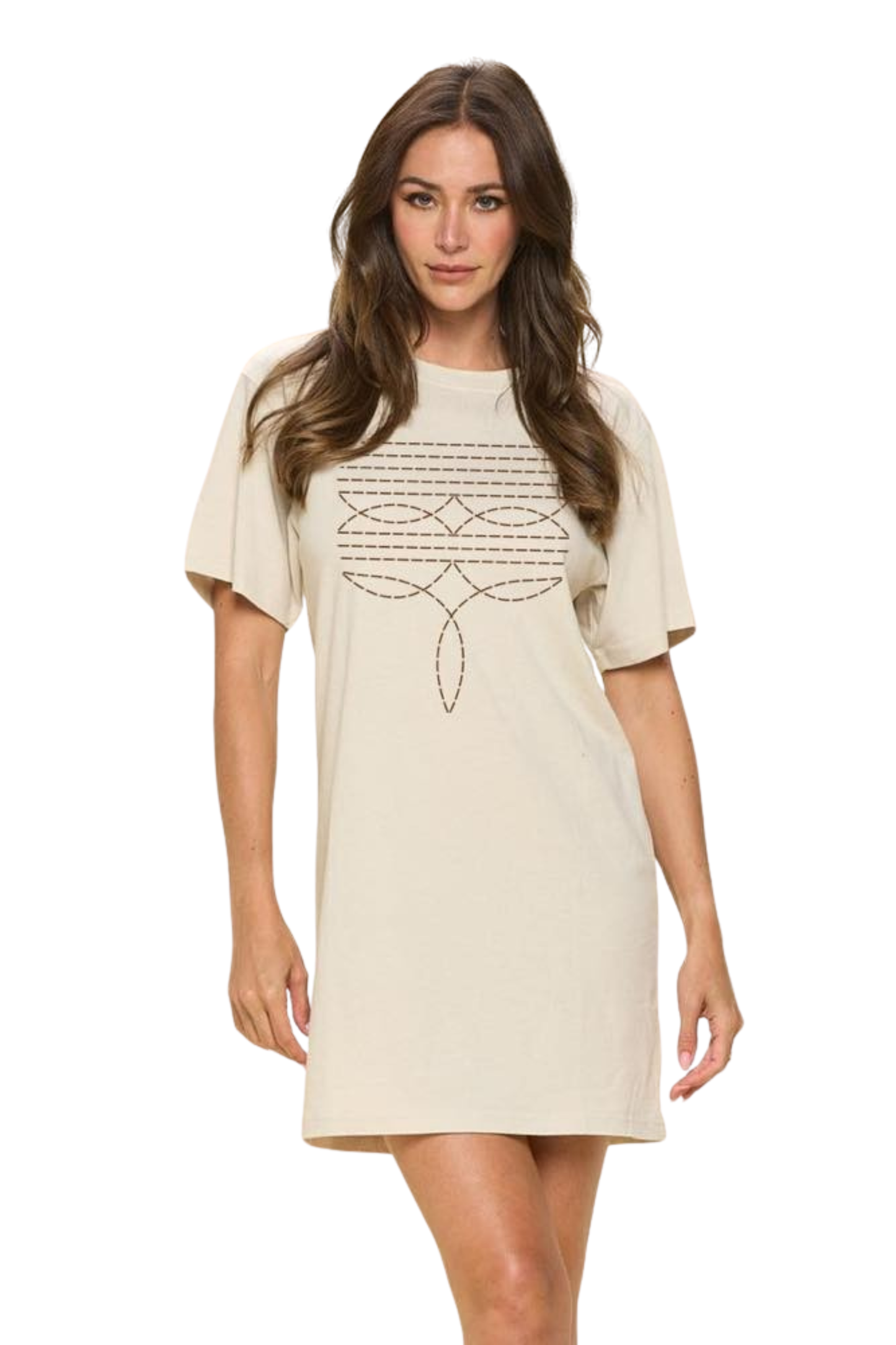 Cowboy Boots Stitch Graphic T-Shirt Dress