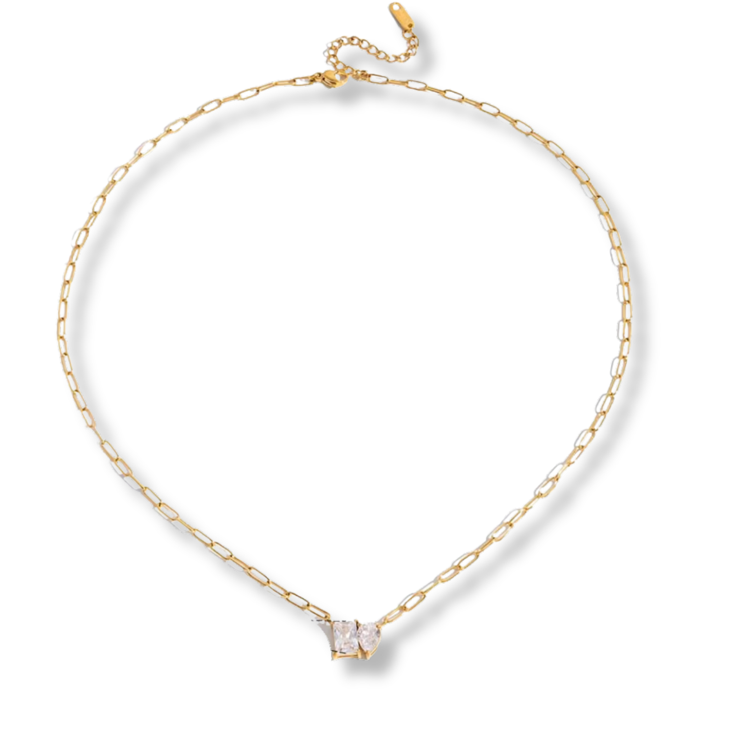 Sestra by Intro Stainless Steel Paperclip Chain Necklace with CZ Clusters