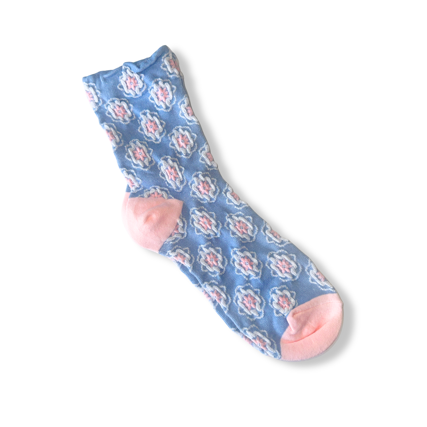 Textured Floral Crew Socks