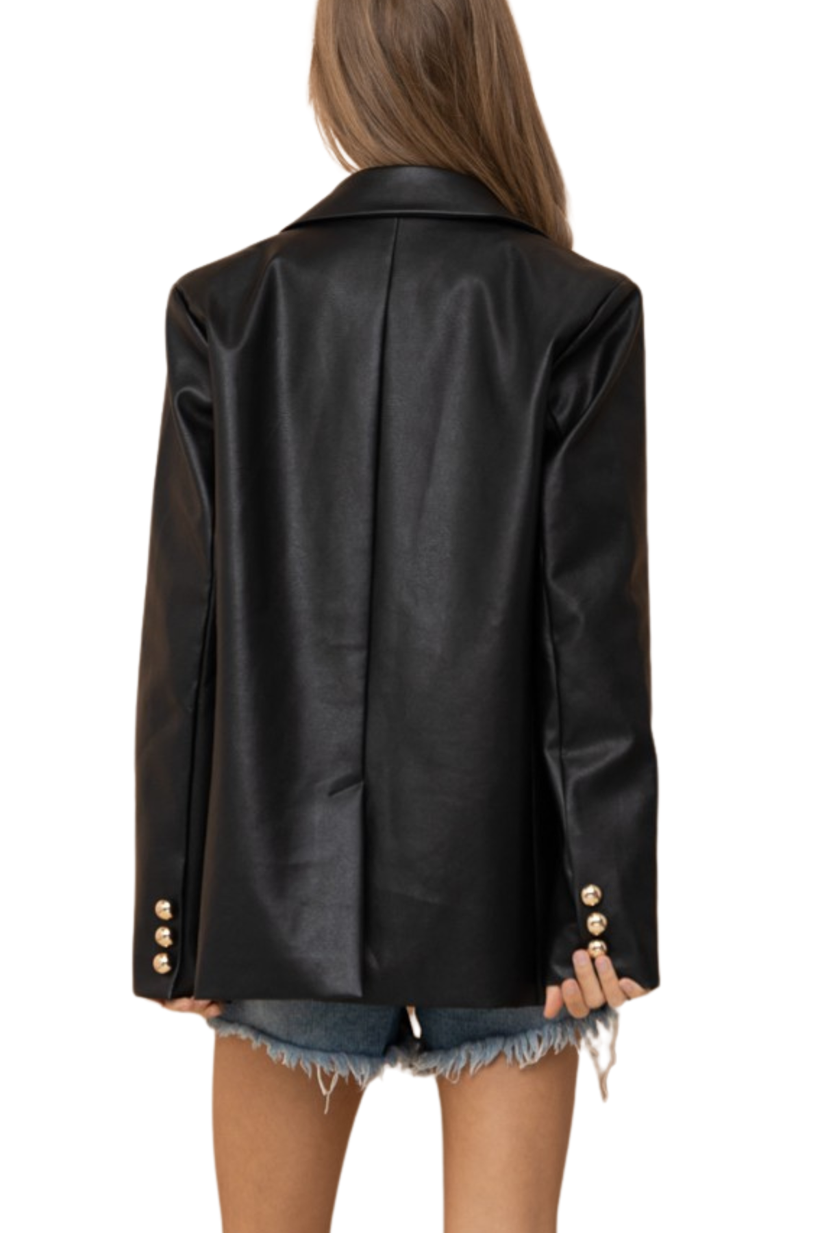 Faux Leather Boyfriend Blazer