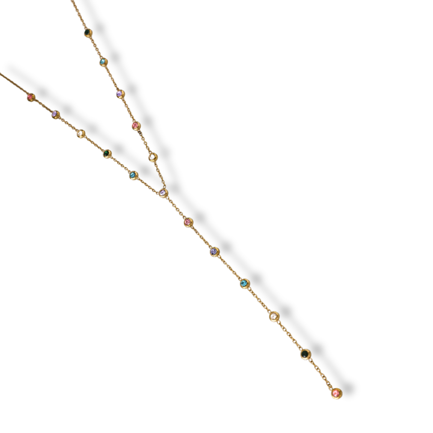 Sestra by Intro Stainless Steel Y-Shaped Gemstone Necklace