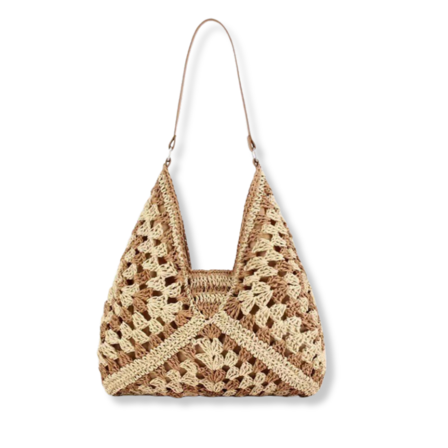 Crochet Weave Straw Shoulder Bag