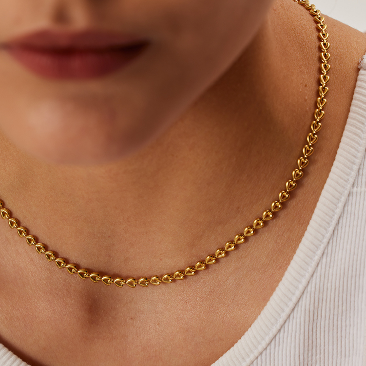 Stainless Steel Dainty Heart Chain Link Neckalce