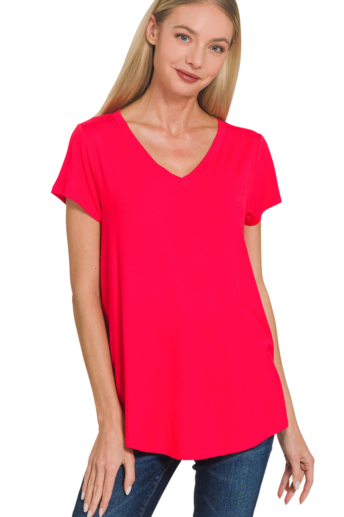 Flowy V Neck Short Sleeve Tee