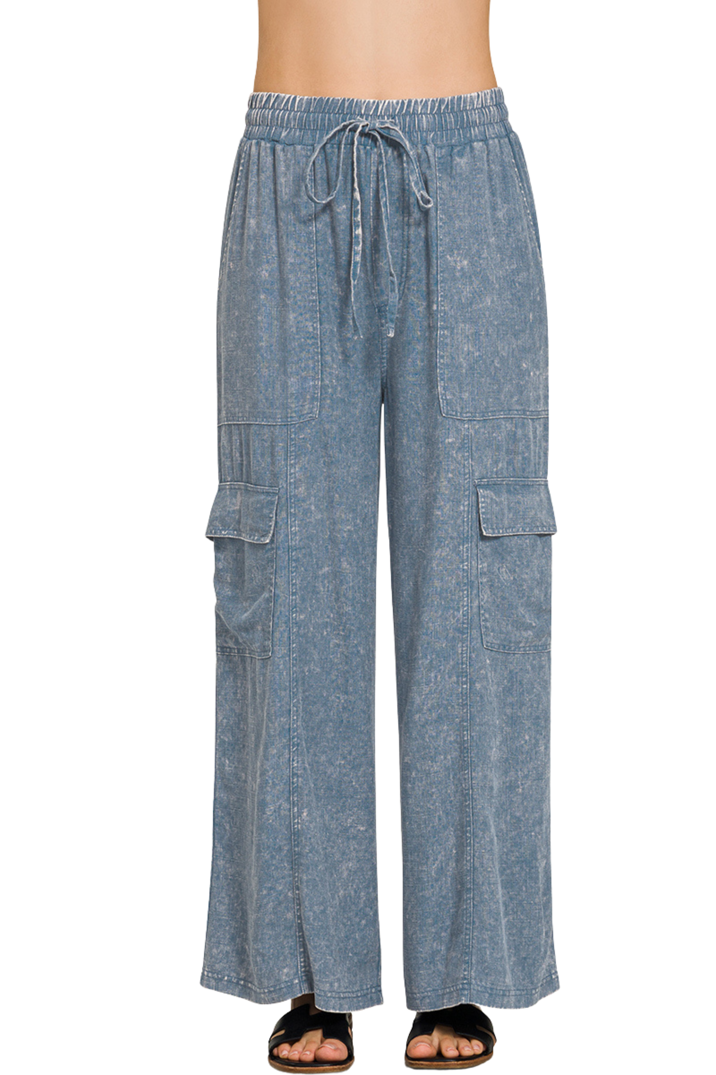 Linen Mix Relaxed Leg Cargo Pants