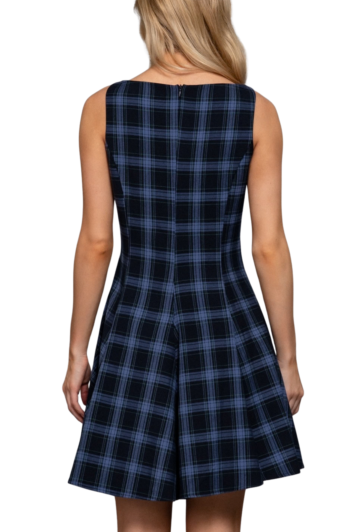 Plaid Woven Sleeveless Mini Dress