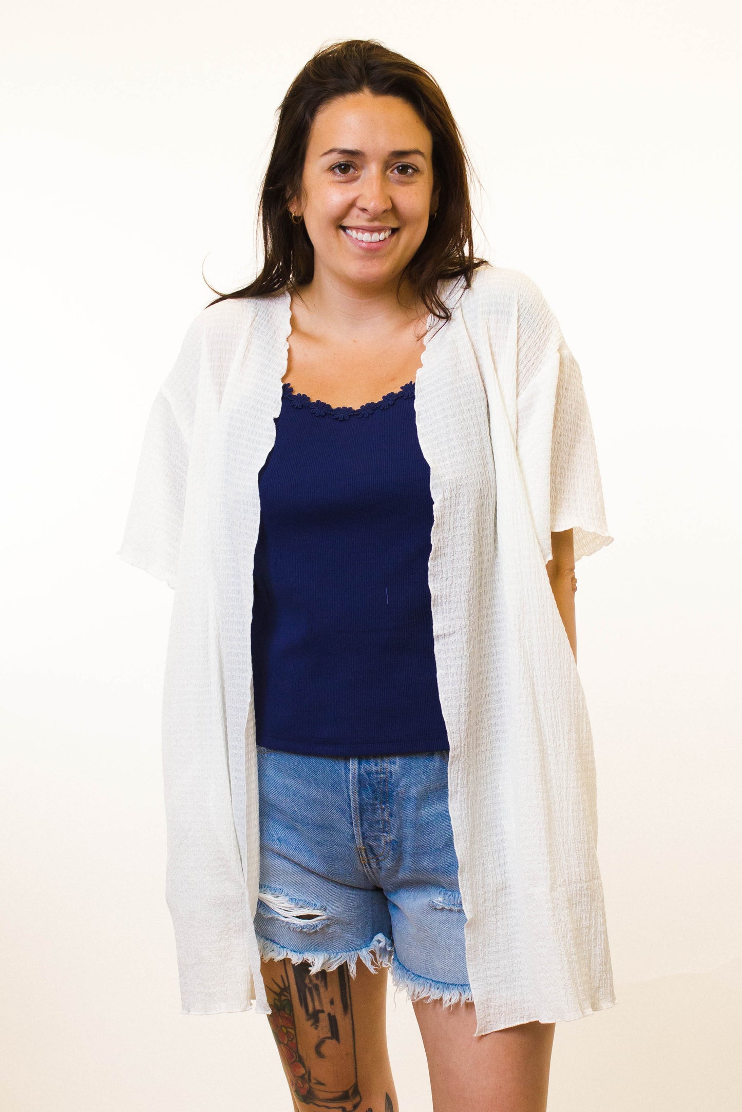 Merrow Edge Short Sleeve Open Cover Up