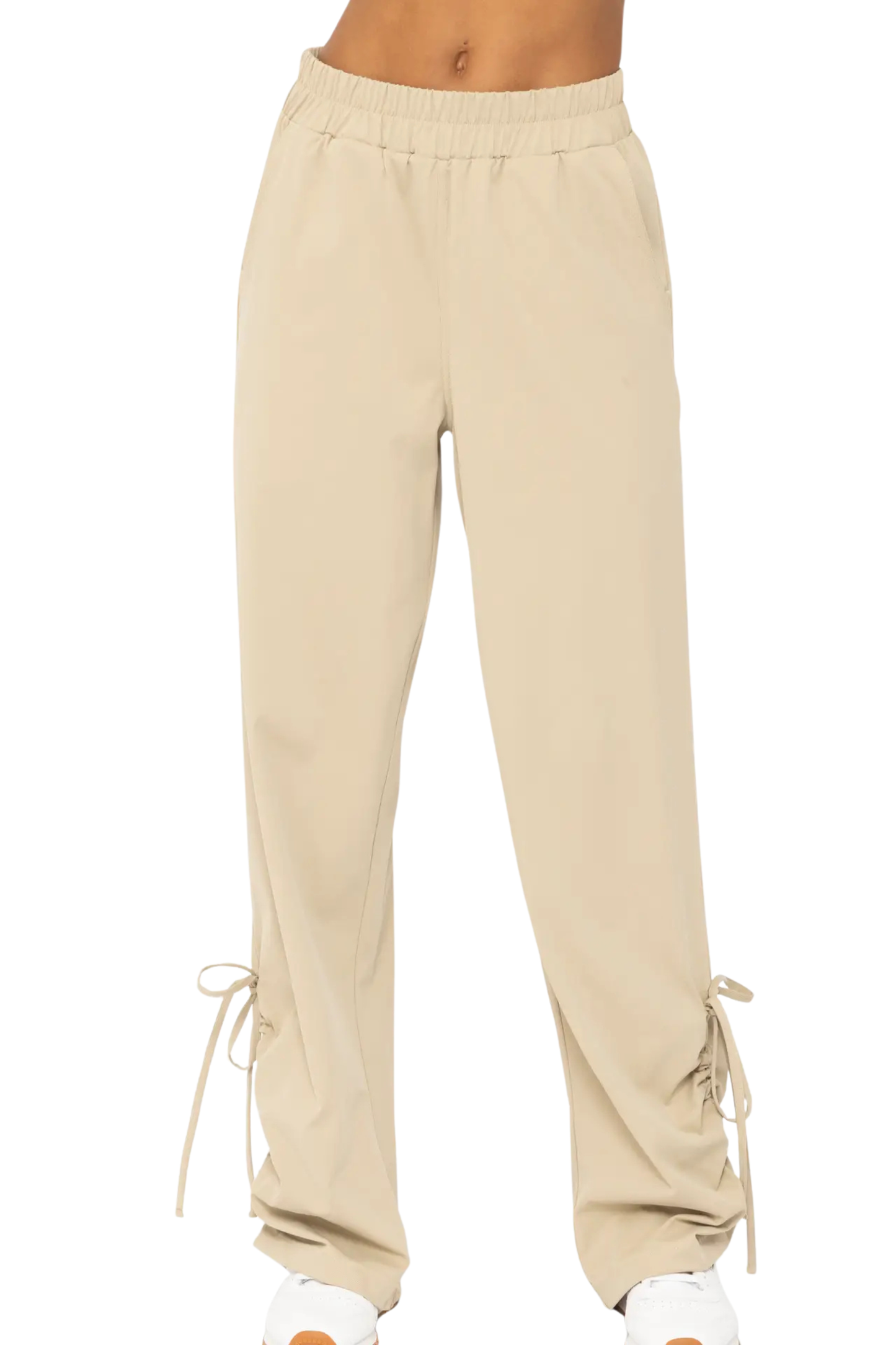 Recycled Fabric Wide Leg Pants with Side Ties