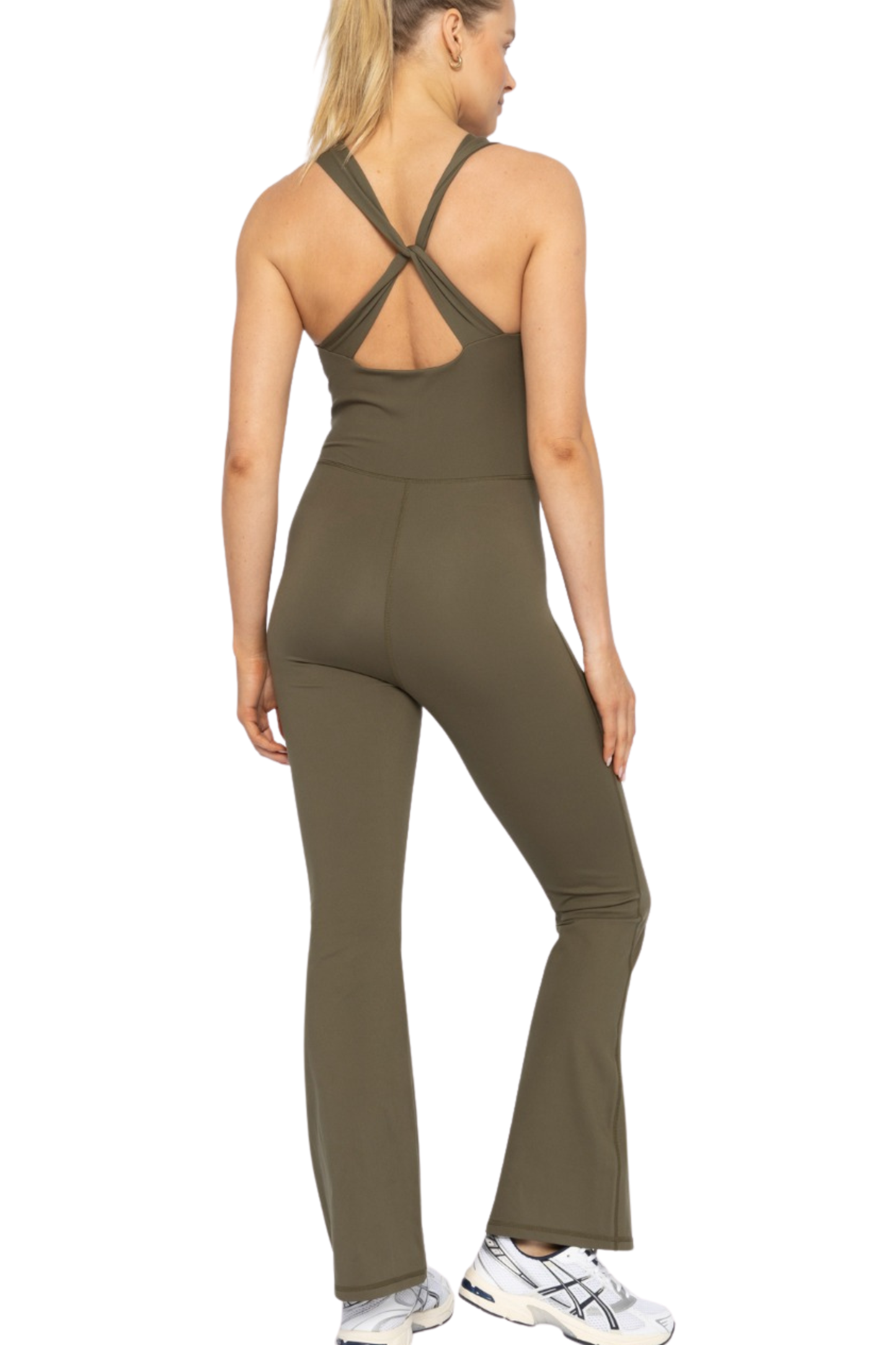 Cross Knot Back Flared Jumpsuit