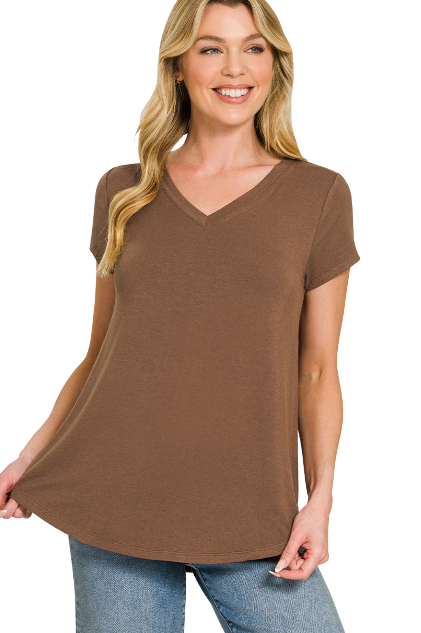 Flowy V Neck Short Sleeve Tee