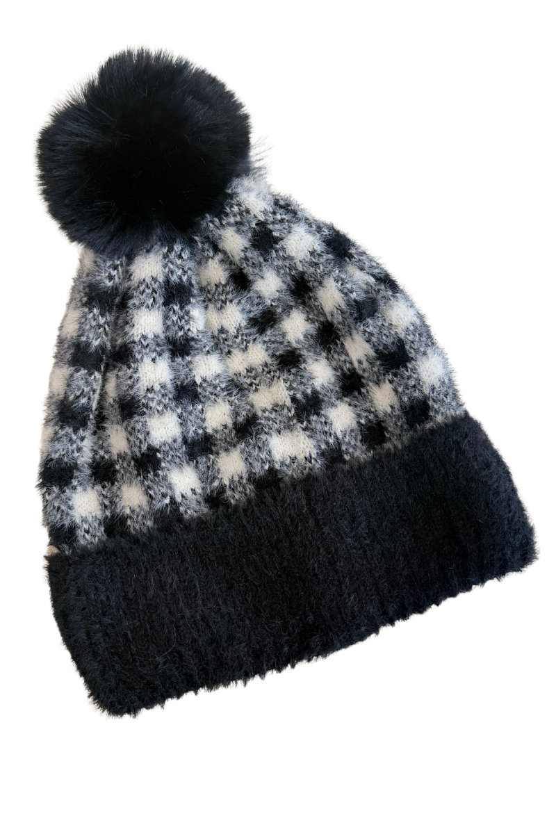 Plaid Pom Pom Beanie