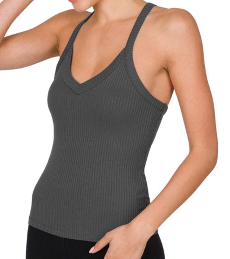 Ribbed V-Neck Tank