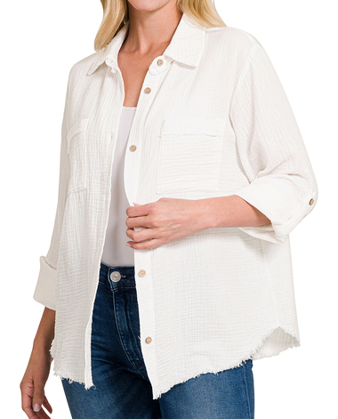 100% Cotton Gauze Button Down