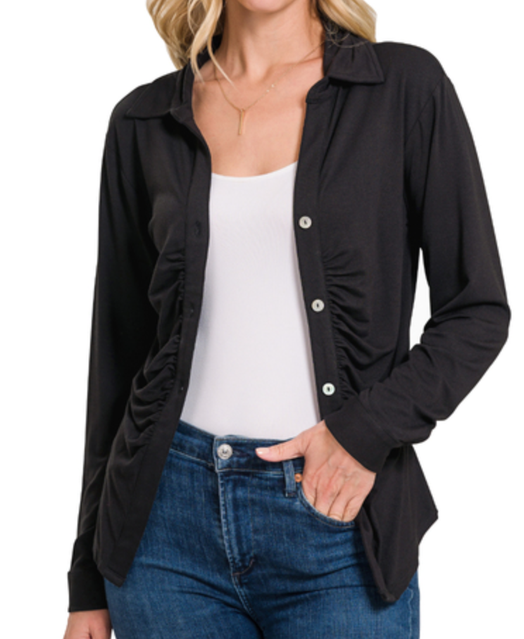 Collared 3 Button Down Long Sleeve
