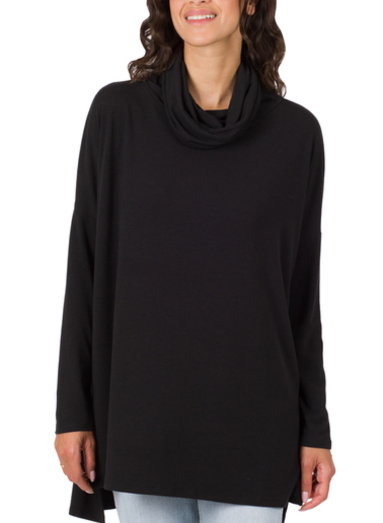 Cowl Neck High Low Long Sleeve